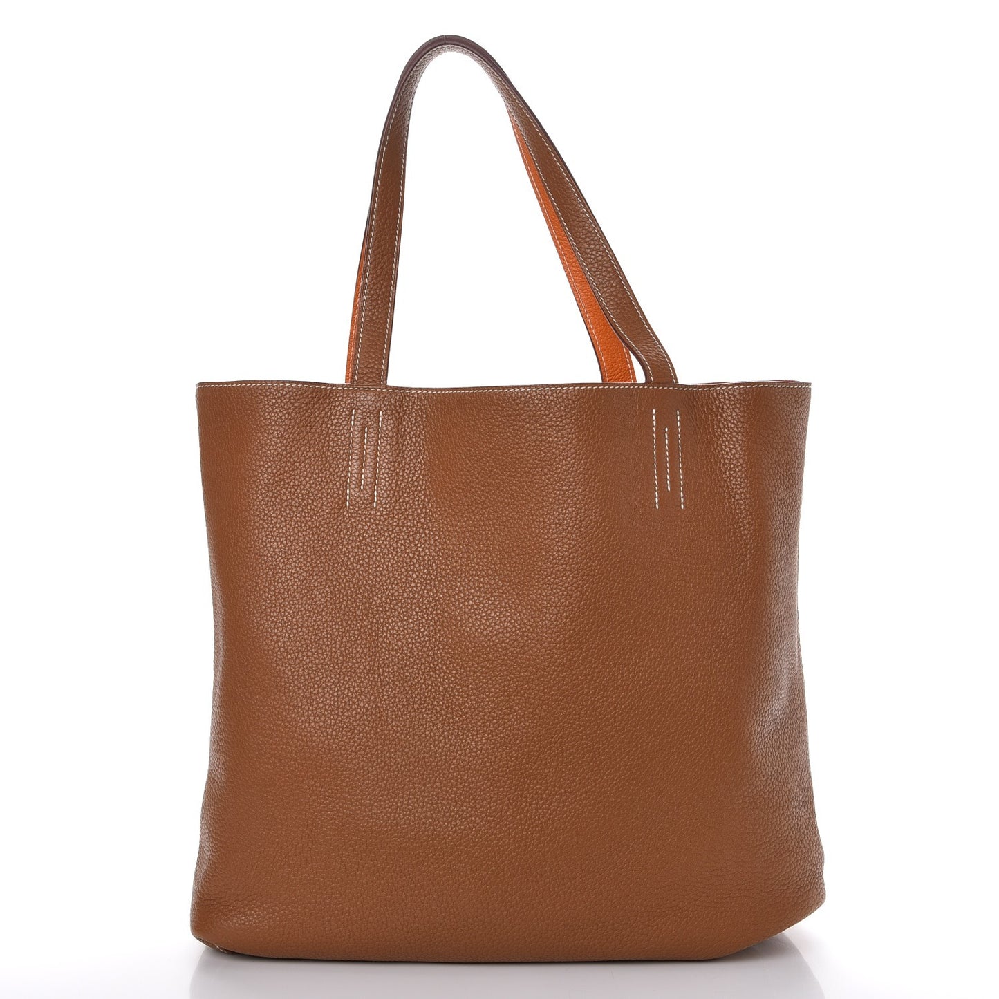 Taurillon Clemence Double Sens 36 Reversible Tote Orange Gold