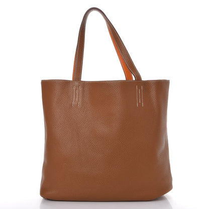 Hermes Taurillon Clemence Double Sens 36 Reversible Tote Orange Gold 4 of 12