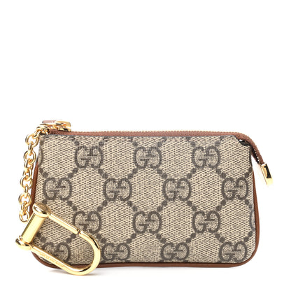 Gucci GG Supreme Monogram Key Case Beige Ebony Cuir 1 of 7