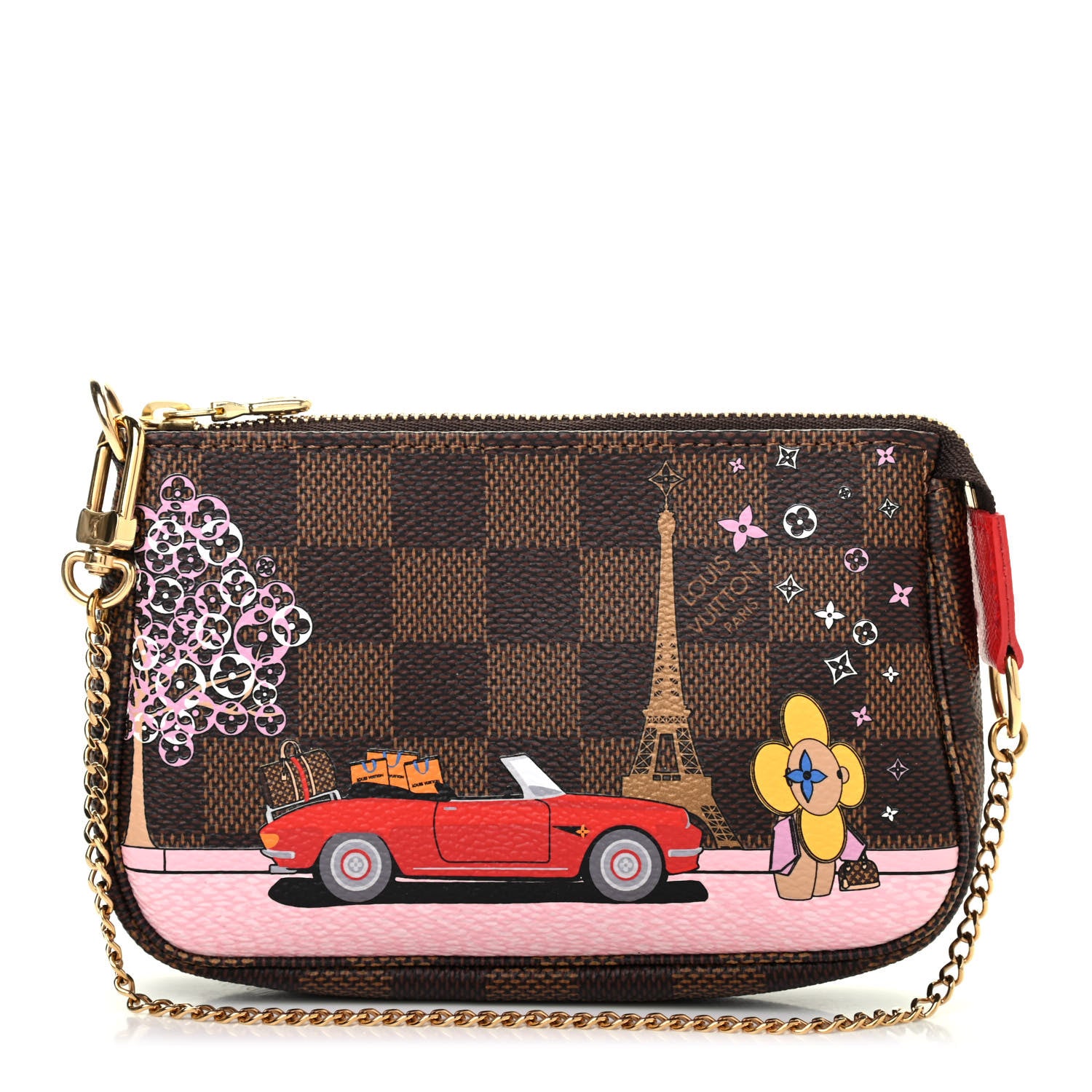 Louis Vuitton Damier Ebene 2019 Christmas Animation Mini Pochette Accessories Red 1 of 4