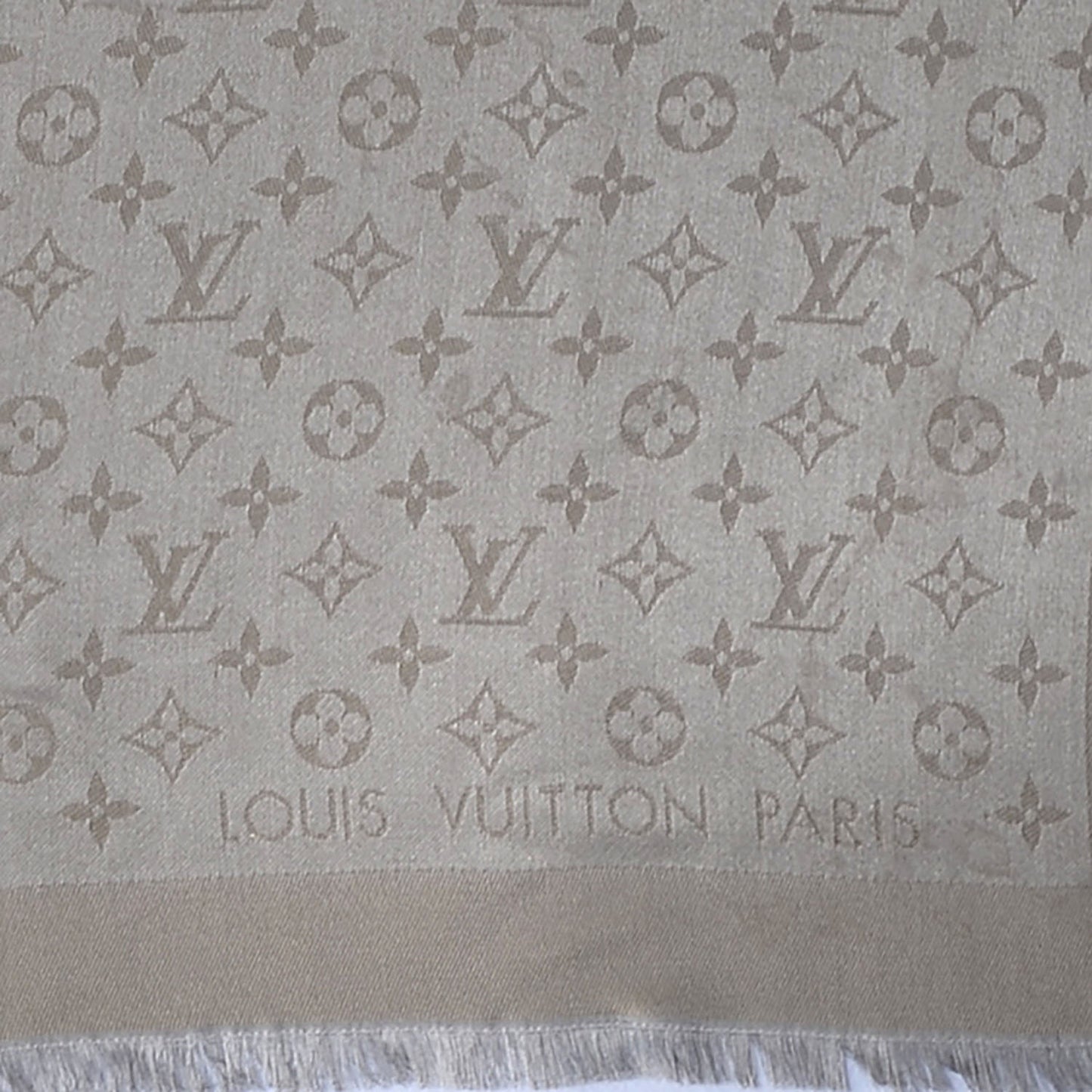 Silk Lurex Wool Monogram Shine Shawl Beige
