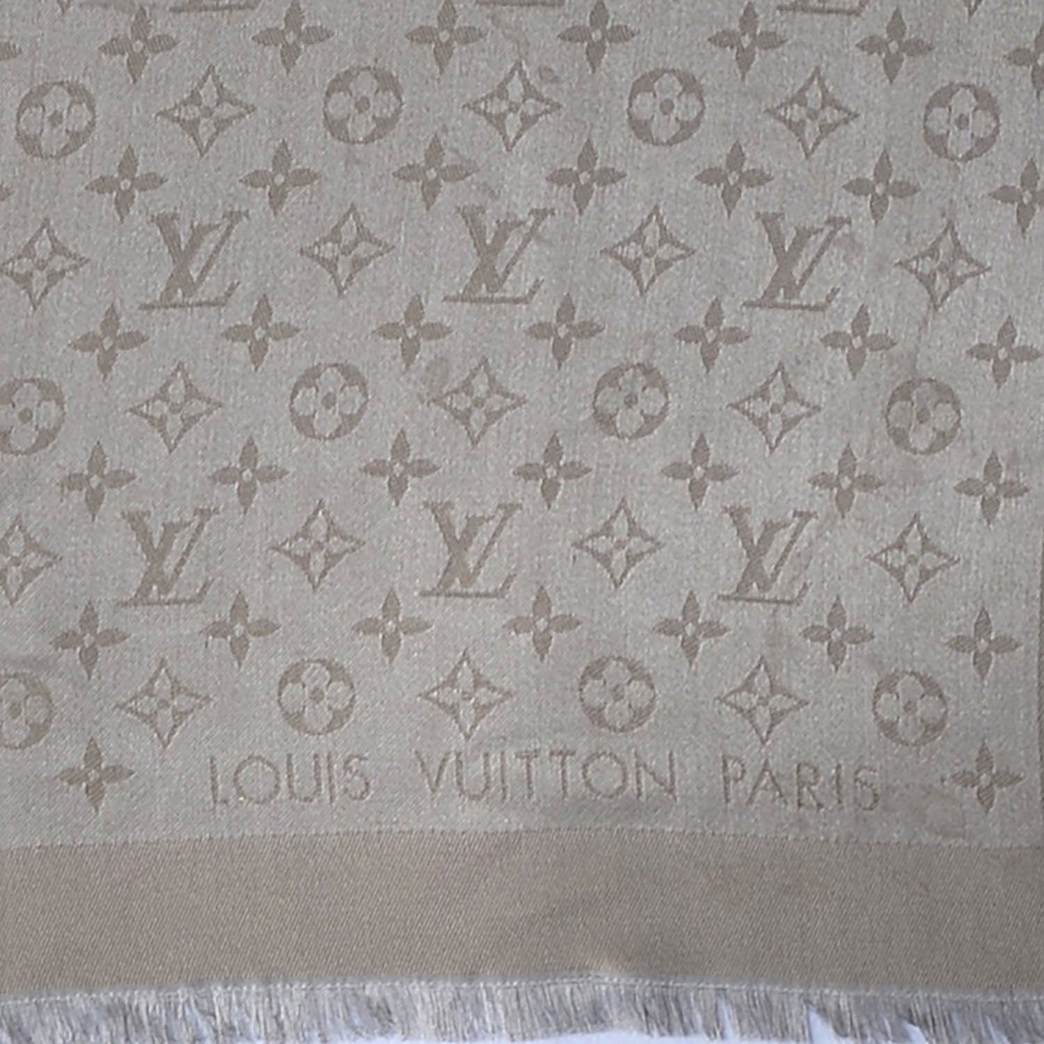 Louis Vuitton Silk Lurex Wool Monogram Shine Shawl Beige 4 of 5