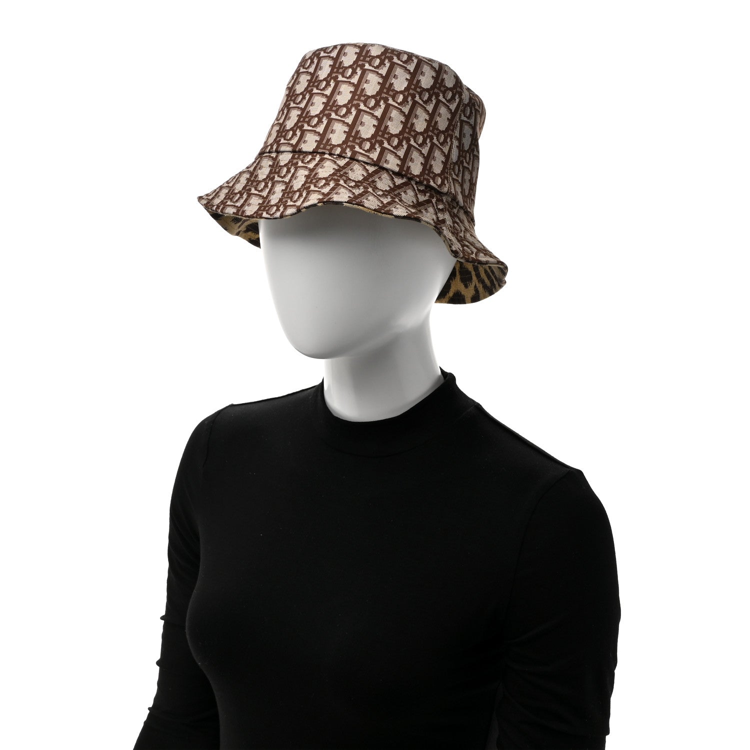 Christian Dior Oblique Leopard Reversible Mizza Bucket Hat Beige 2 of 12