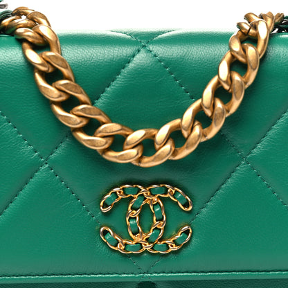 Chanel Lambskin Quilted Chanel 19 Wallet On Chain WOC Green 9 of 12