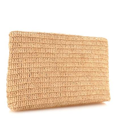 Saint Laurent Raffia Large Cassandre Pouch Naturel Brick 3 of 8