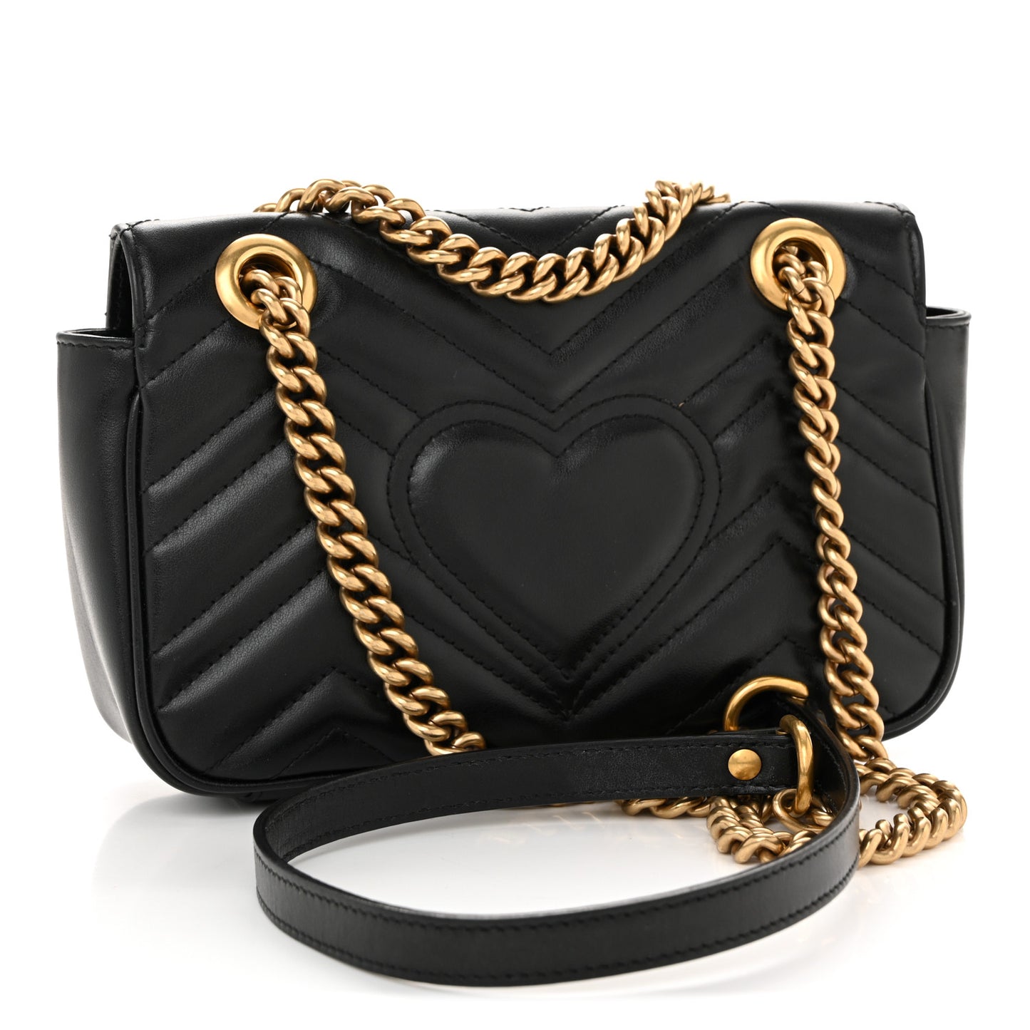 Calfskin Matelasse Mini GG Marmont Shoulder Bag Black