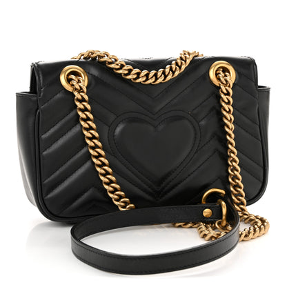 Gucci Calfskin Matelasse Mini GG Marmont Shoulder Bag Black 3 of 12