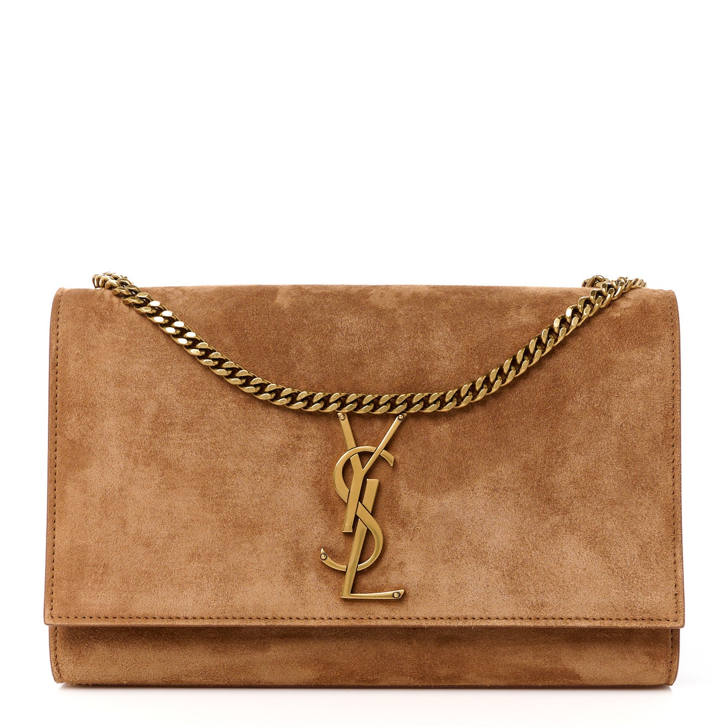 Suede Medium Monogram Kate Satchel Macaron
