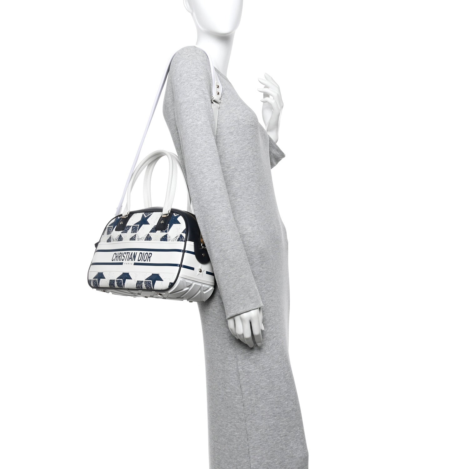 Christian Dior Calfskin Star Medium Dior Vibe Zip Bowling Bag