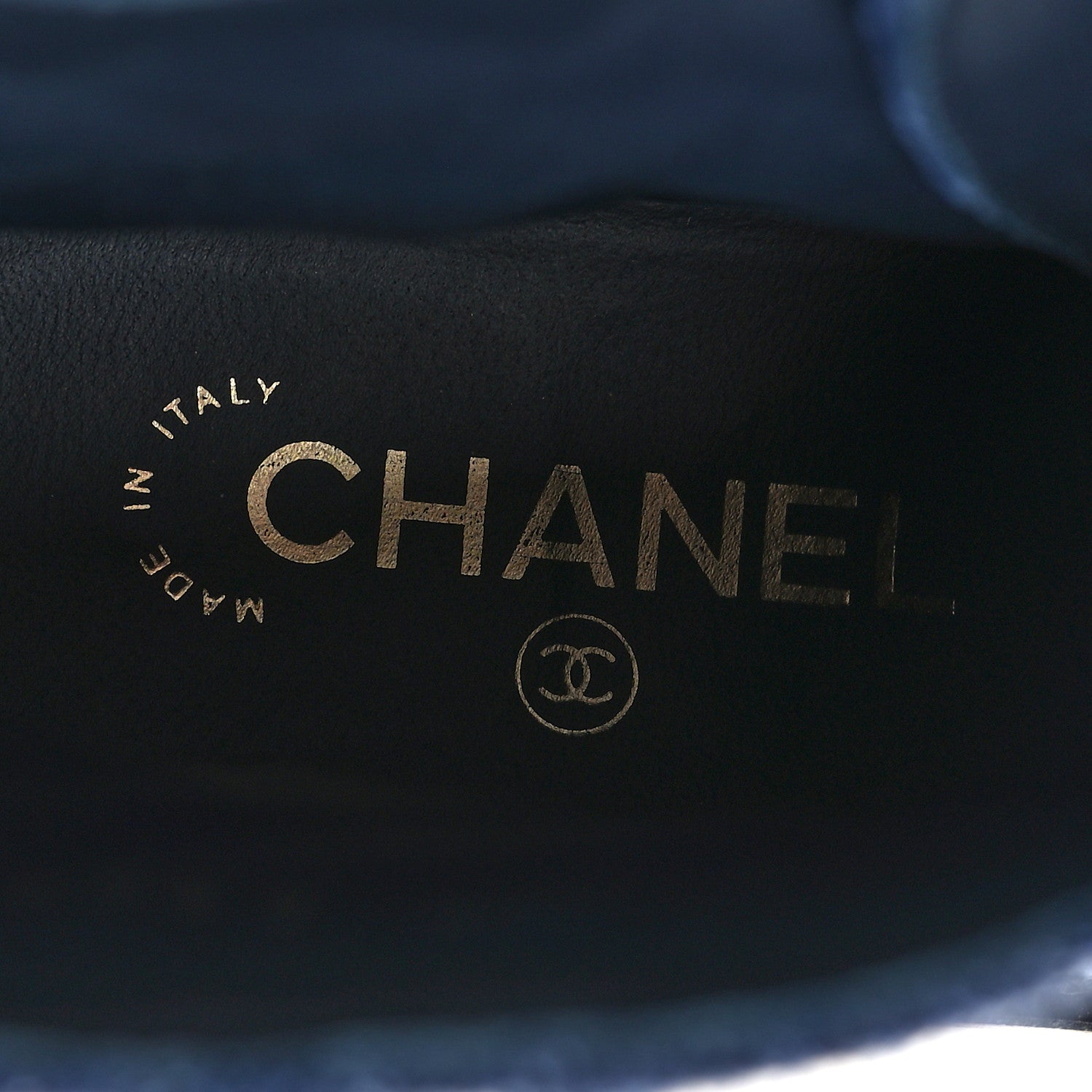 Chanel Shiny Calfskin Velvet Quilted Lace Up Combat Boots 37 Blue 8 of 9