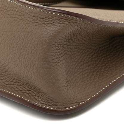 Hermes Taurillon Clemence Halzan 31 GM Etoupe 8 of 9