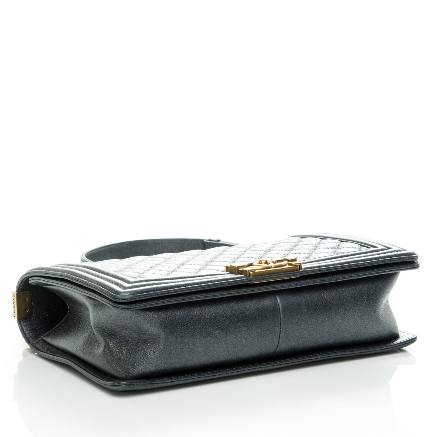 Pearl Calfskin New Medium Boy Flap Dark Grey