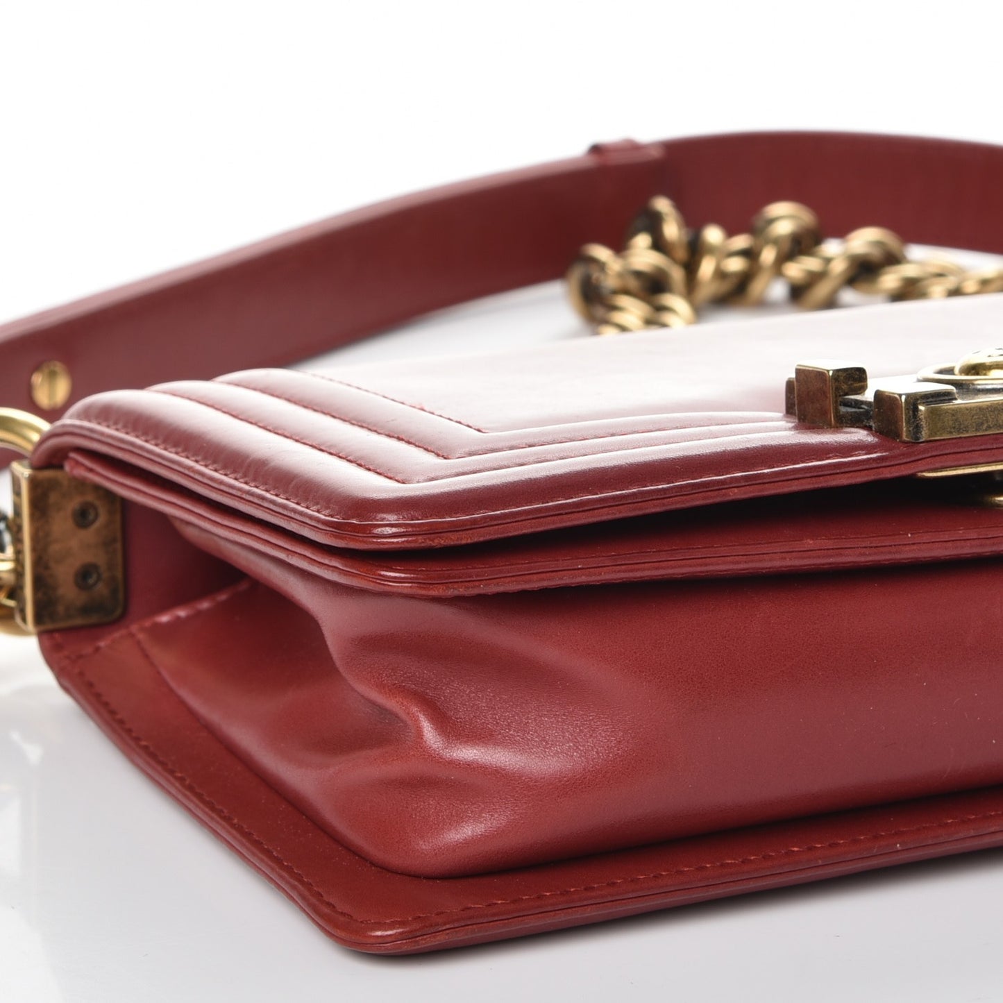 Glazed Calfskin Small Boy Flap Red