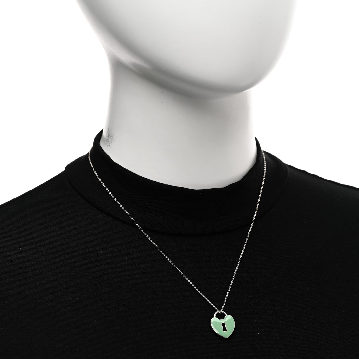 Sterling Silver Enamel Heart Lock Pendant Necklace Blue