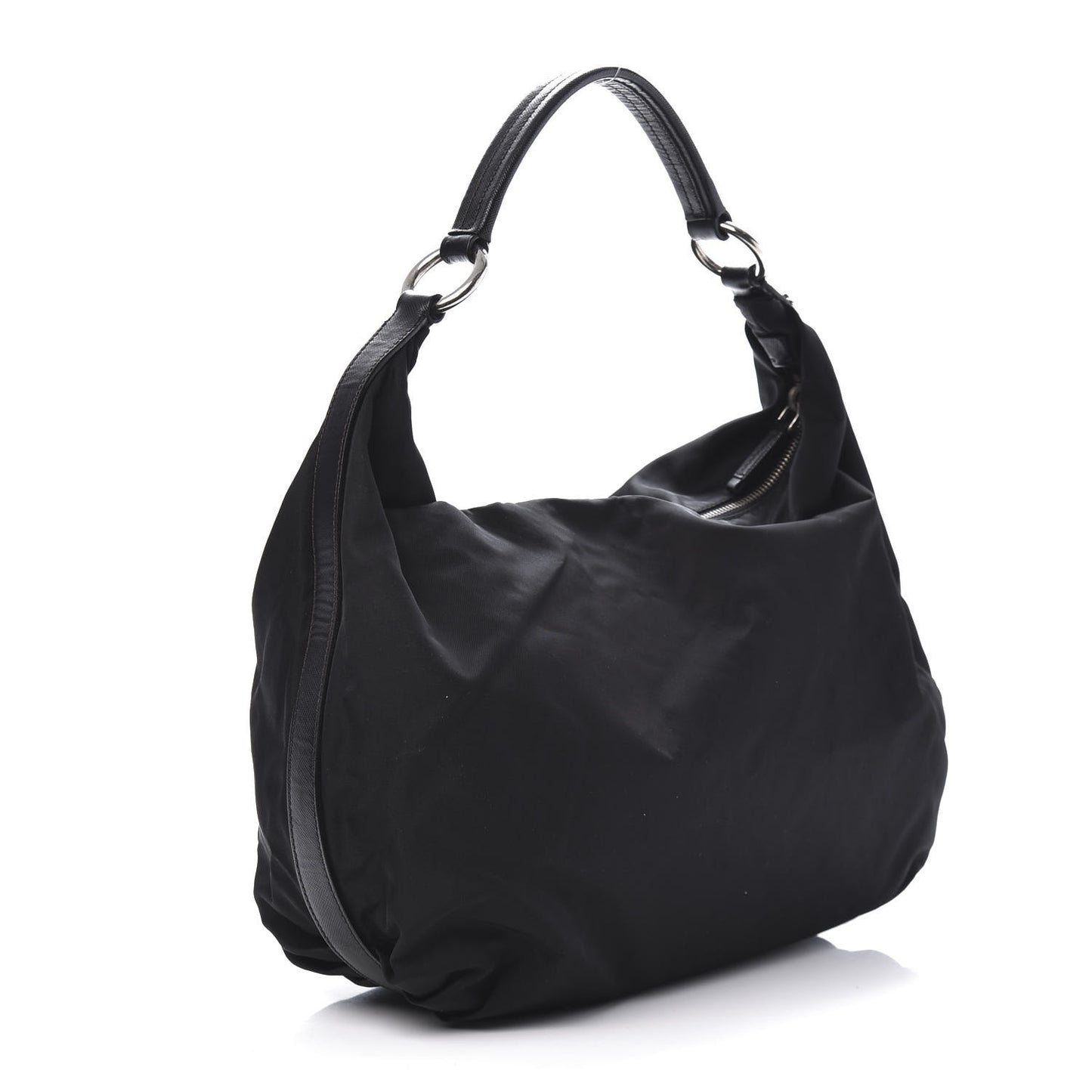 Tessuto Nylon Saffiano Hobo Black