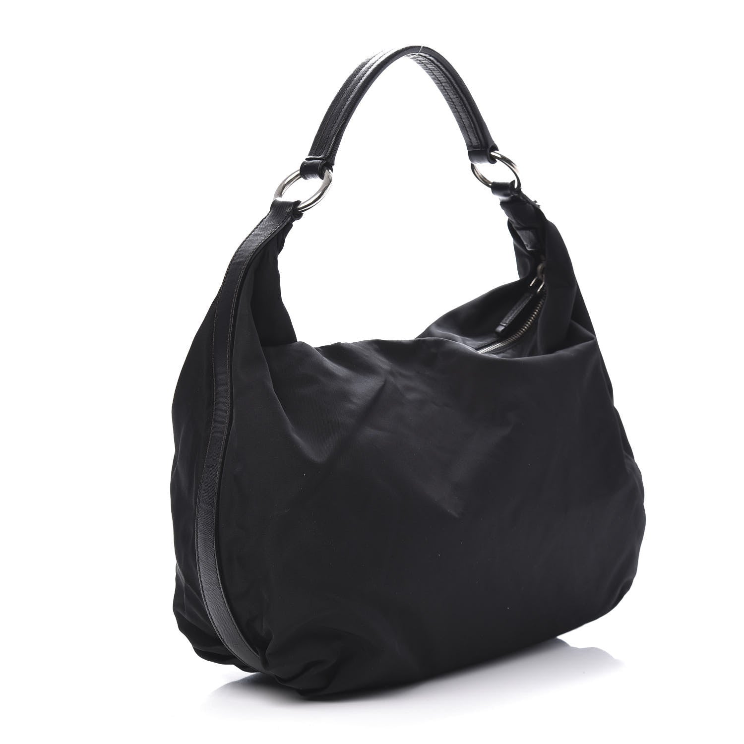 Prada Tessuto Nylon Saffiano Hobo Black 3 of 9