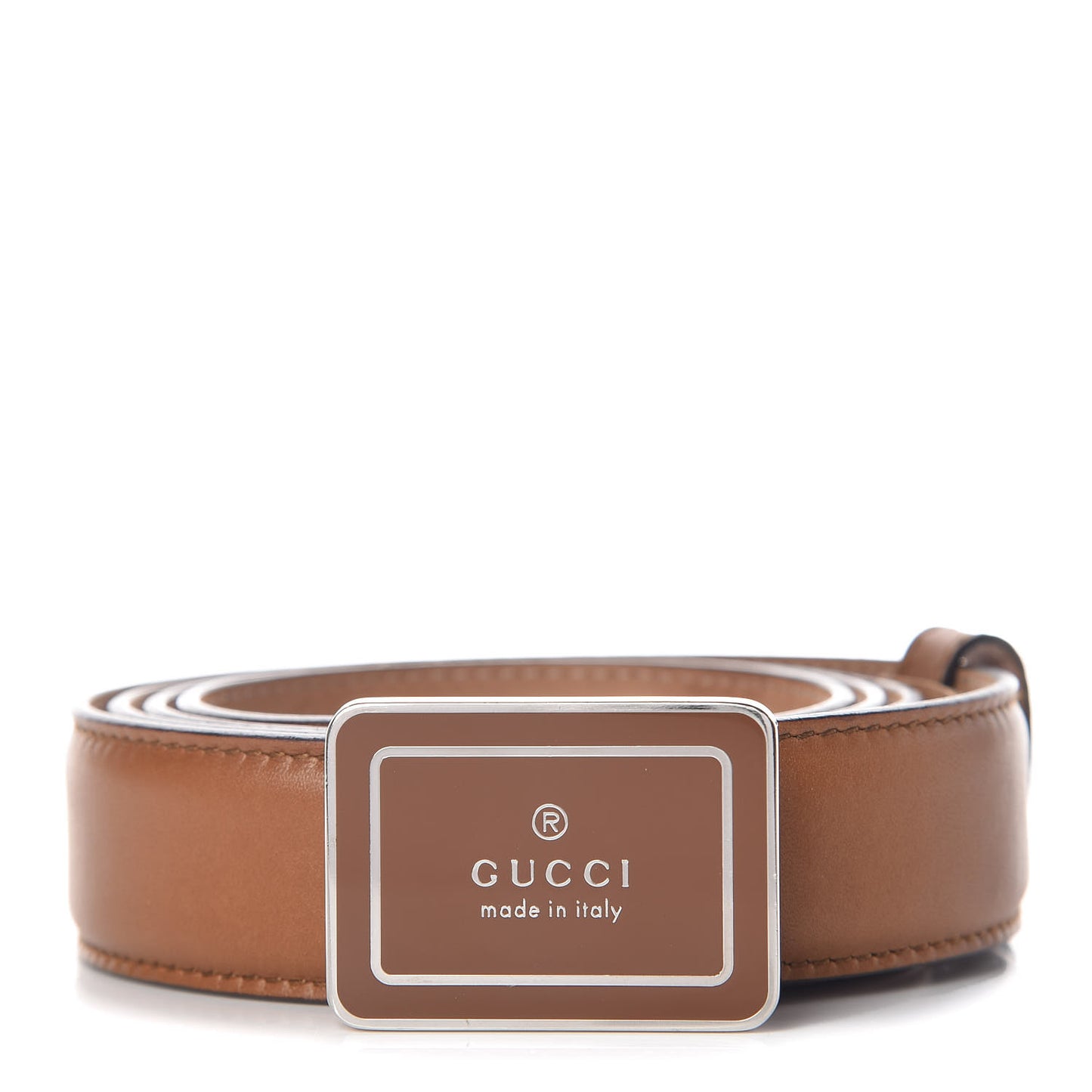 Calfskin Trademark Logo Belt 105 42 Brown