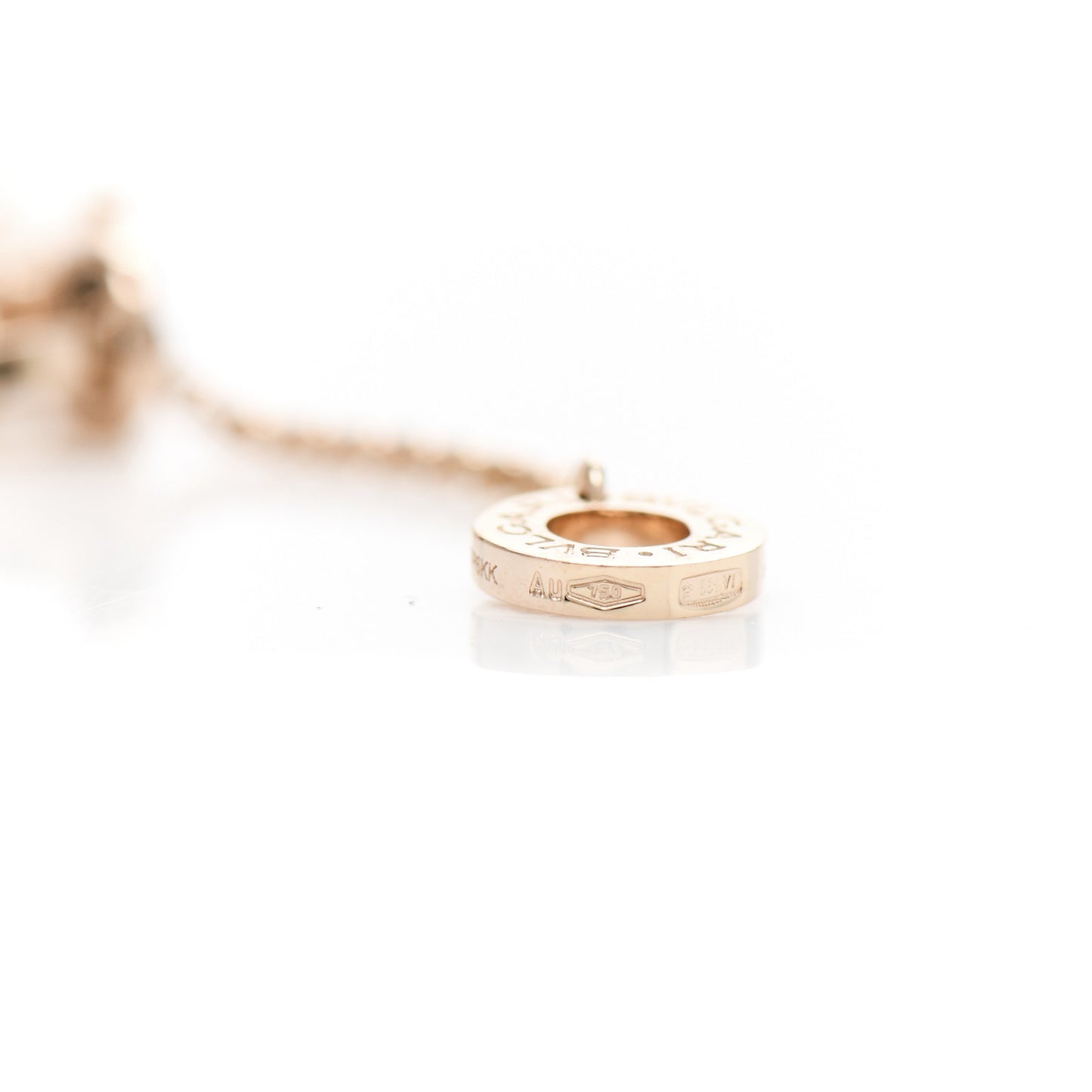 18K Rose Gold Diamond Small B.Zero1 Pave Pendant Necklace