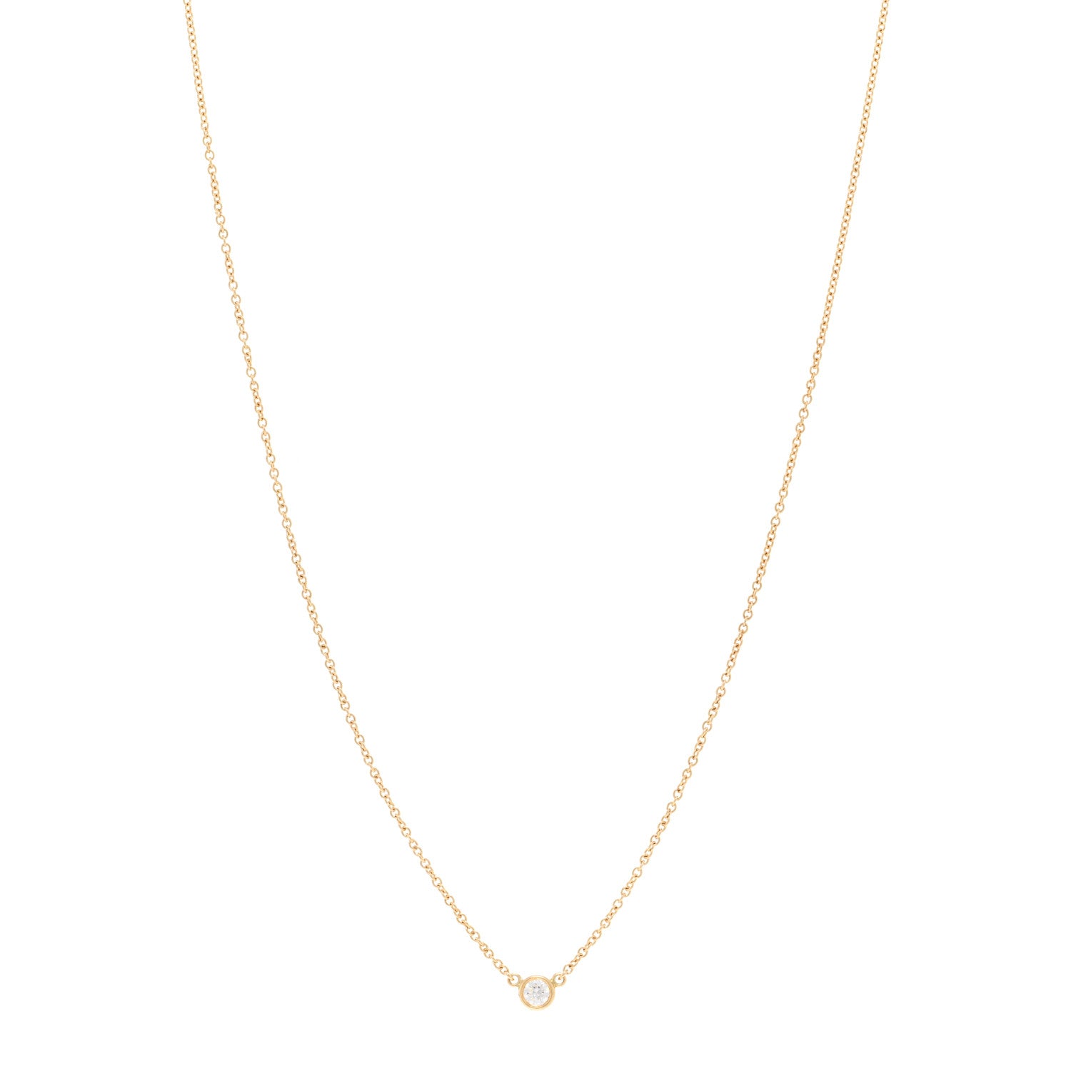 Tiffany 18K Yellow Gold Diamond .10ct Elsa Peretti Diamonds by the Yard Pendant Necklace 1 of 5
