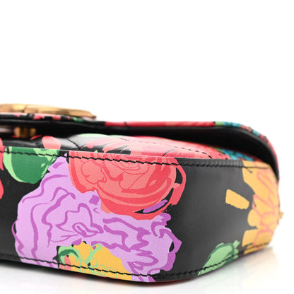 Gucci X KEN SCOTT Calfskin Matelasse Floral Print Super Mini GG Marmont Shoulder Bag Black 7 of 7