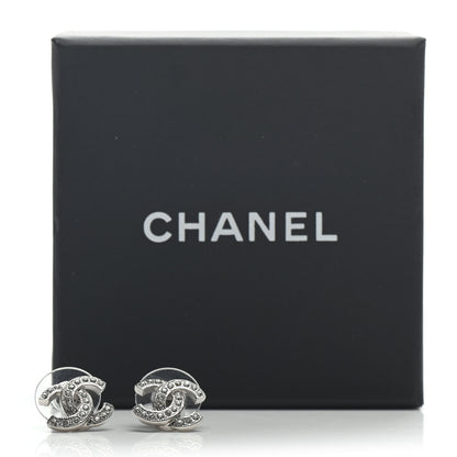 Chanel Crystal Timeless CC Earrings Silver 5 of 5