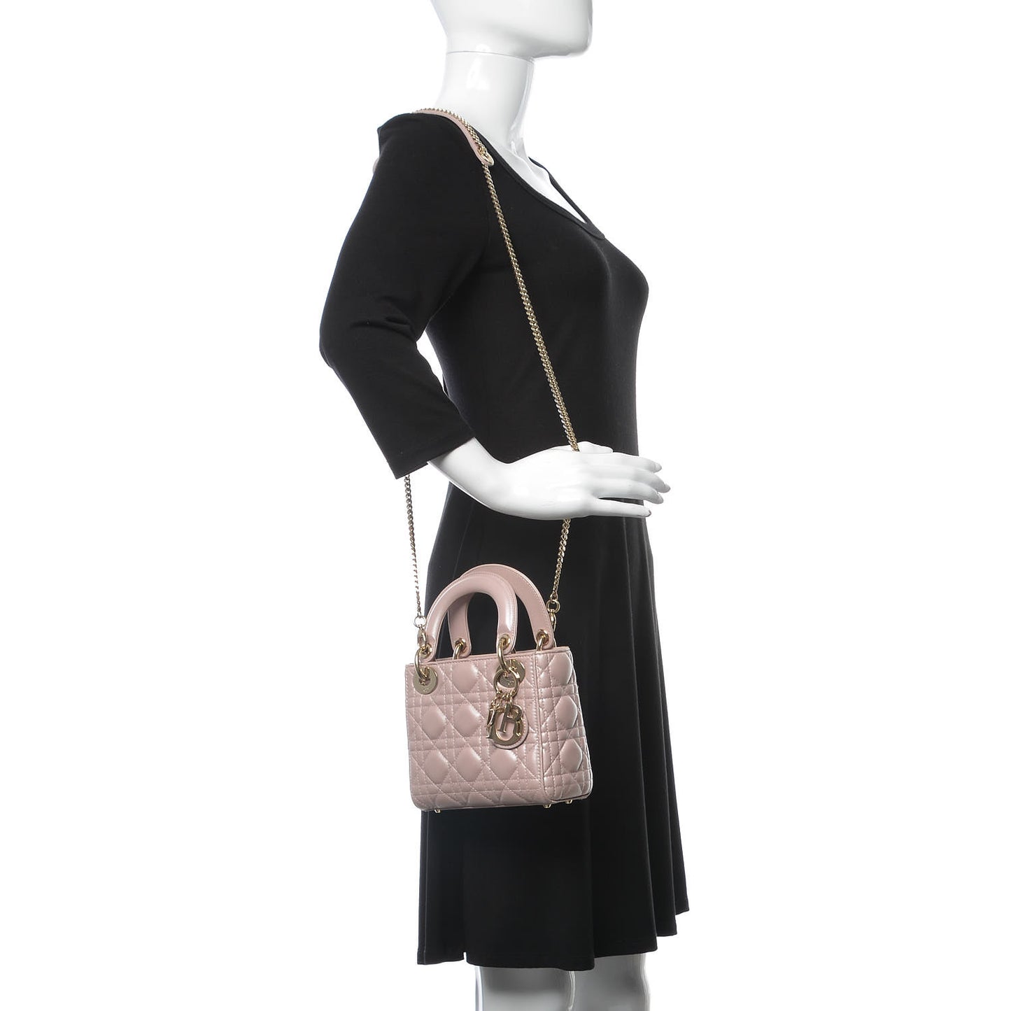 Metallic Lambskin Cannage Mini Lady Dior Lotus