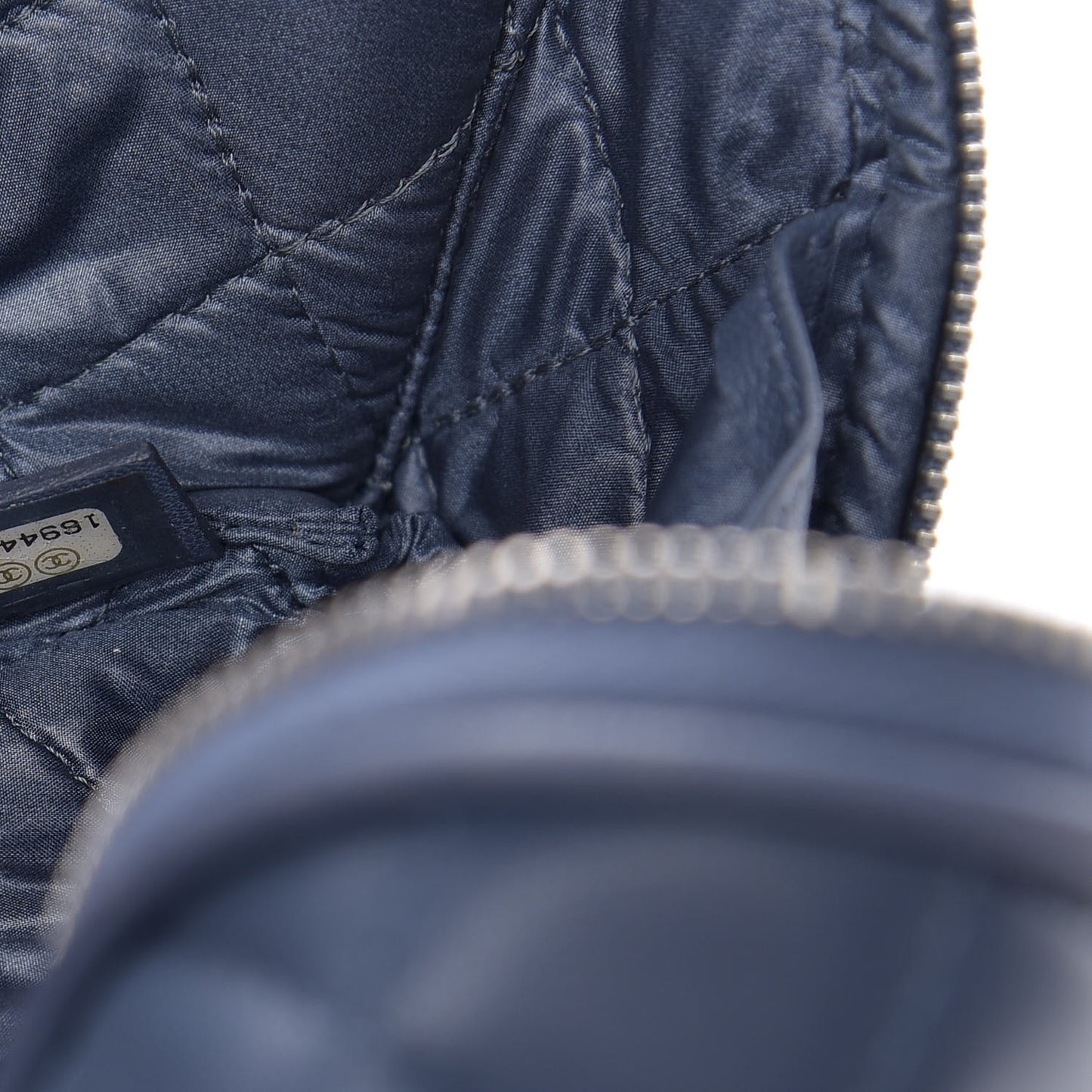 Lambskin Quilted Small Curvy Pouch Cosmetic Case Navy