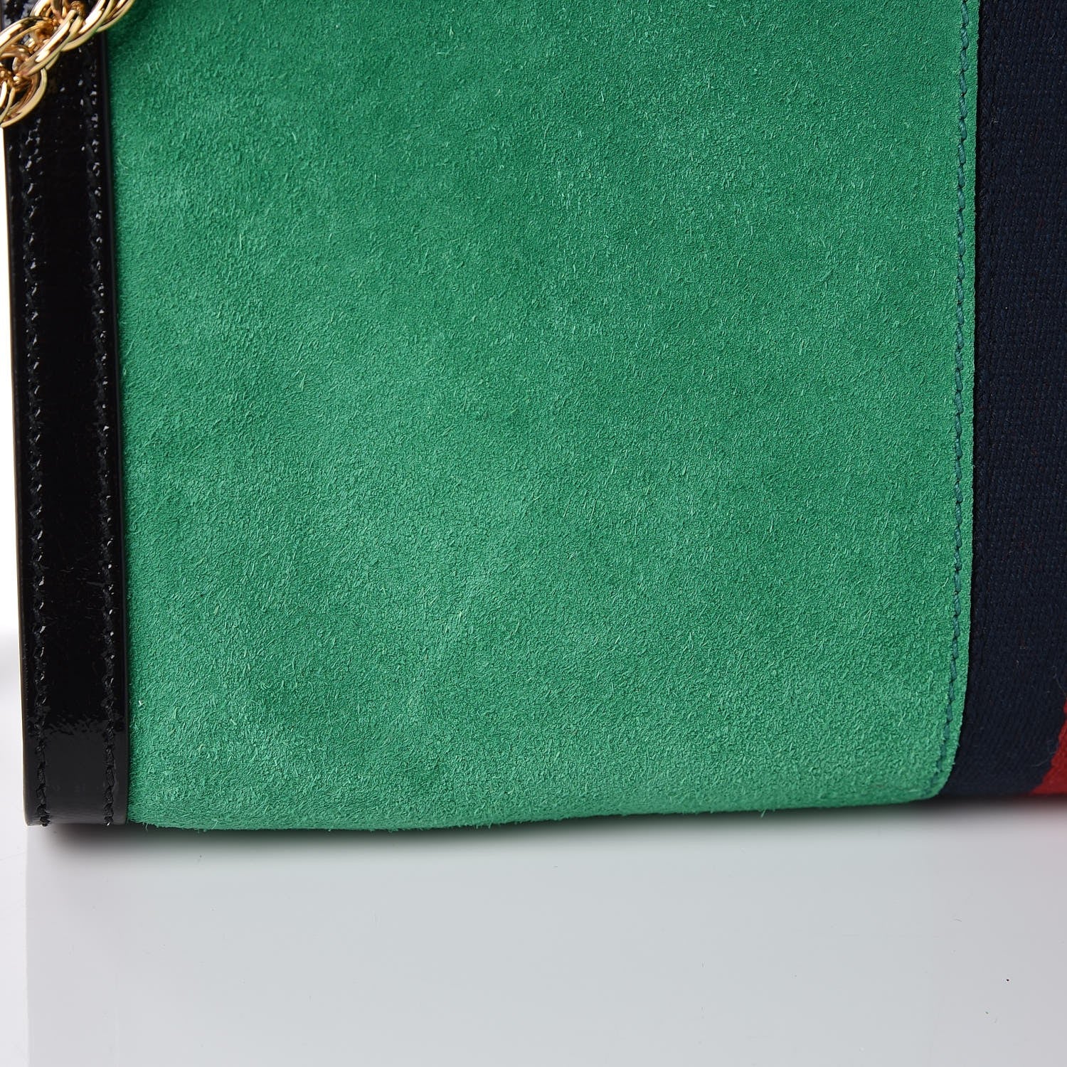 Gucci Suede Patent Web Medium Ophidia Chain Shoulder Bag New Shamarock Black 8 of 8