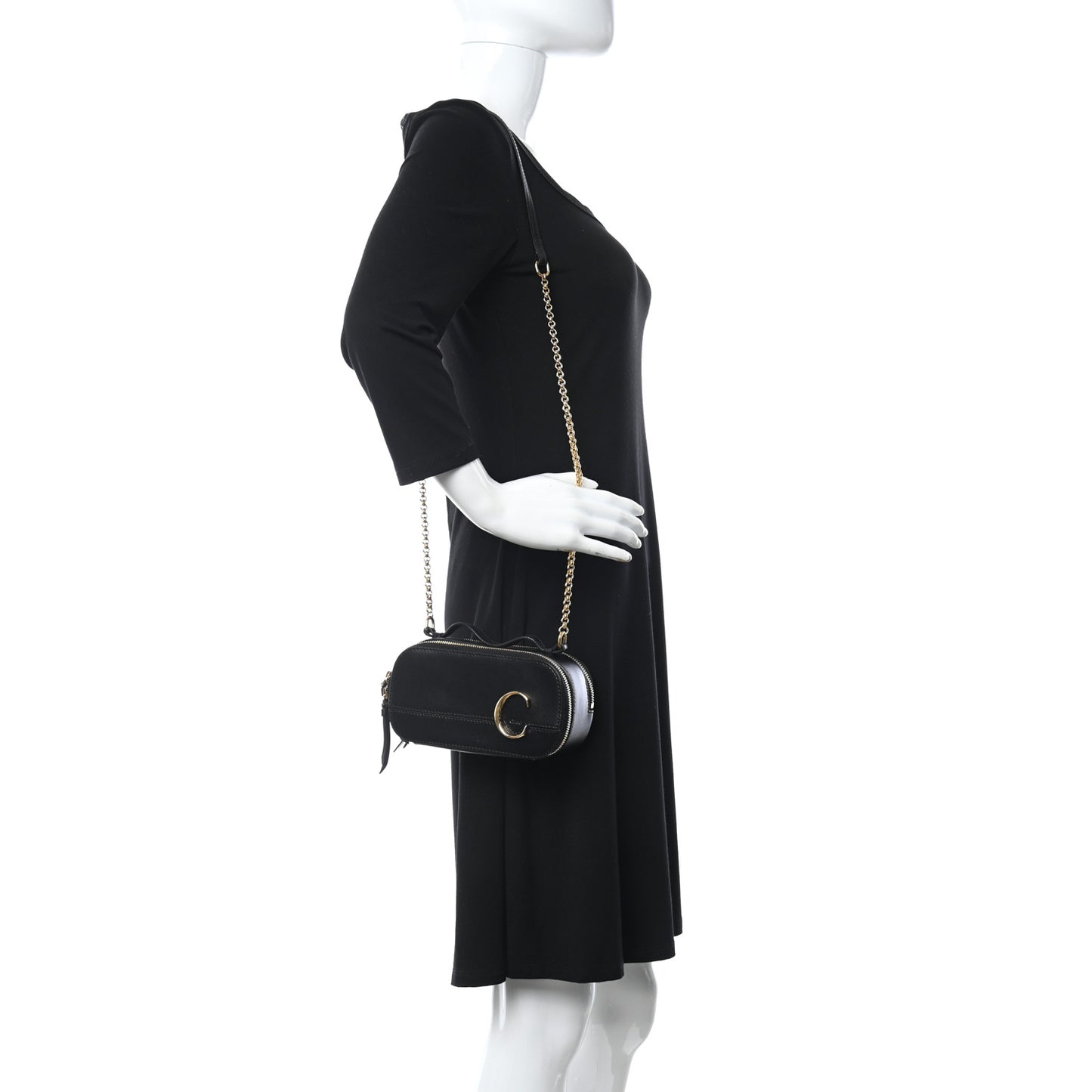 Calfskin Mini C Vanity Bag Black