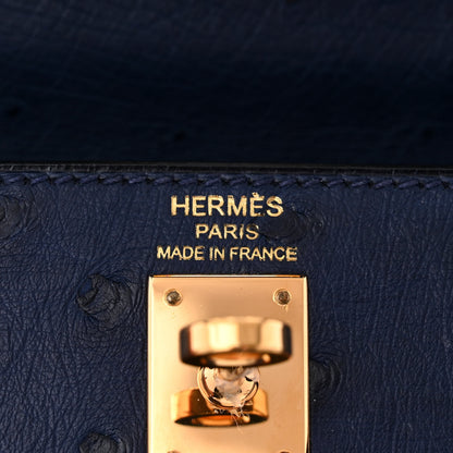 Hermes Ostrich Kelly Sellier 25 Bleu Iris 6 of 10