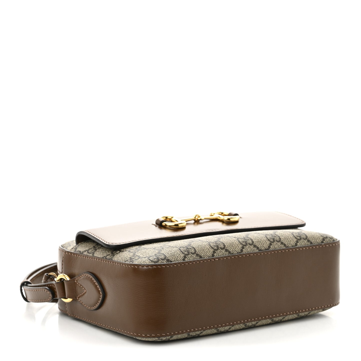 GG Supreme Monogram Small Horsebit 1955 Shoulder Bag Beige Brown Sugar