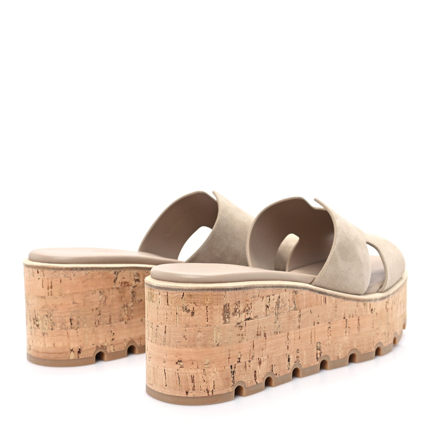Hermes Suede Goatskin Cork Eze 30 Sandals 39 Beige Argile 5 of 10