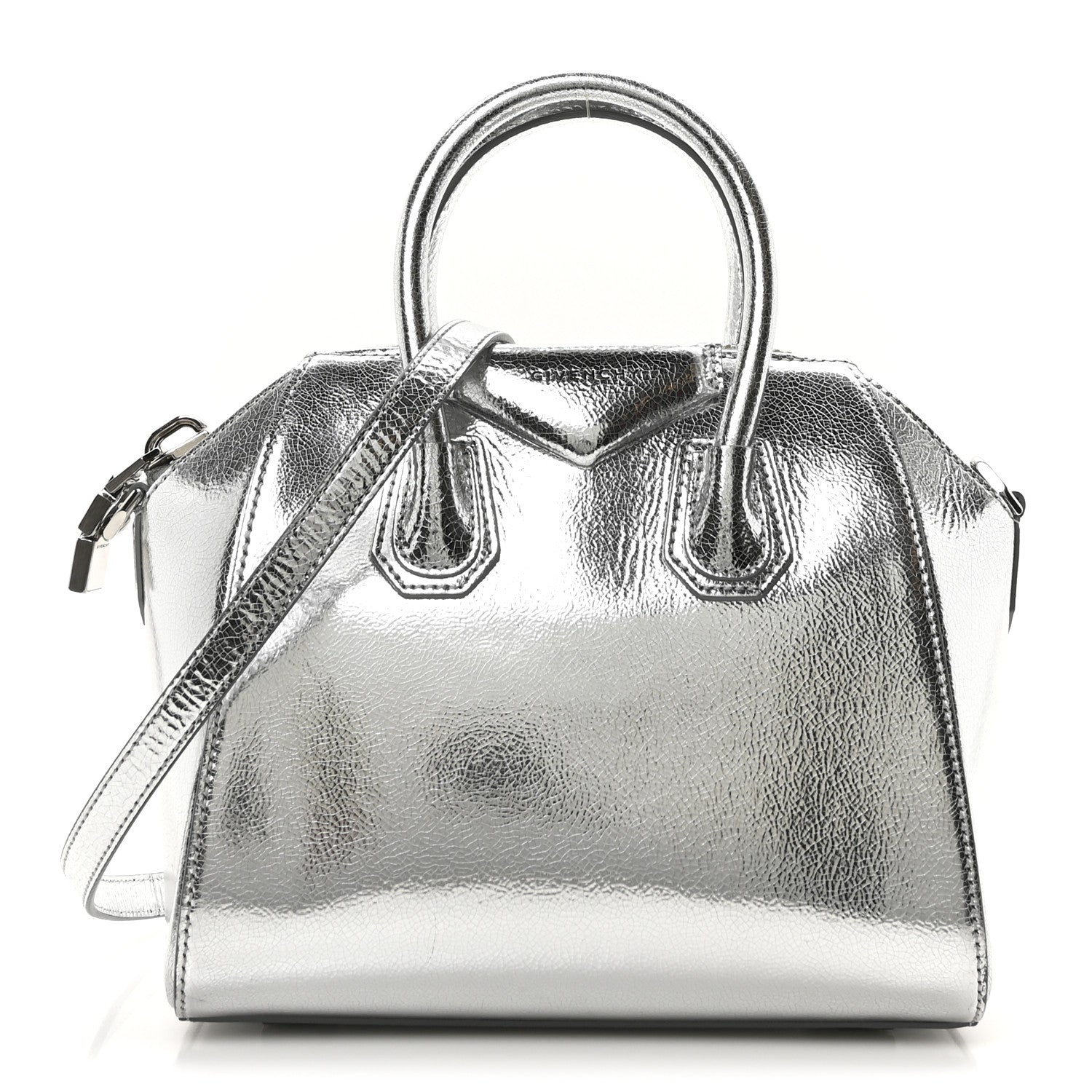 Givenchy Metallic Sugar Goatskin Mini Antigona Silver 1 of 10