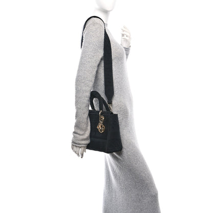 Christian Dior Canvas Embroidered Cannage Medium Lady D-Lite Black 2 of 12