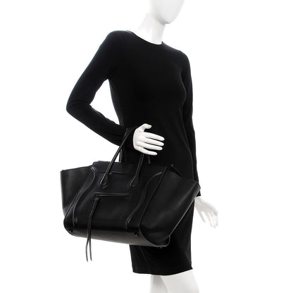 Celine Grained Calfskin Medium Phantom Luggage Black 3 of 12