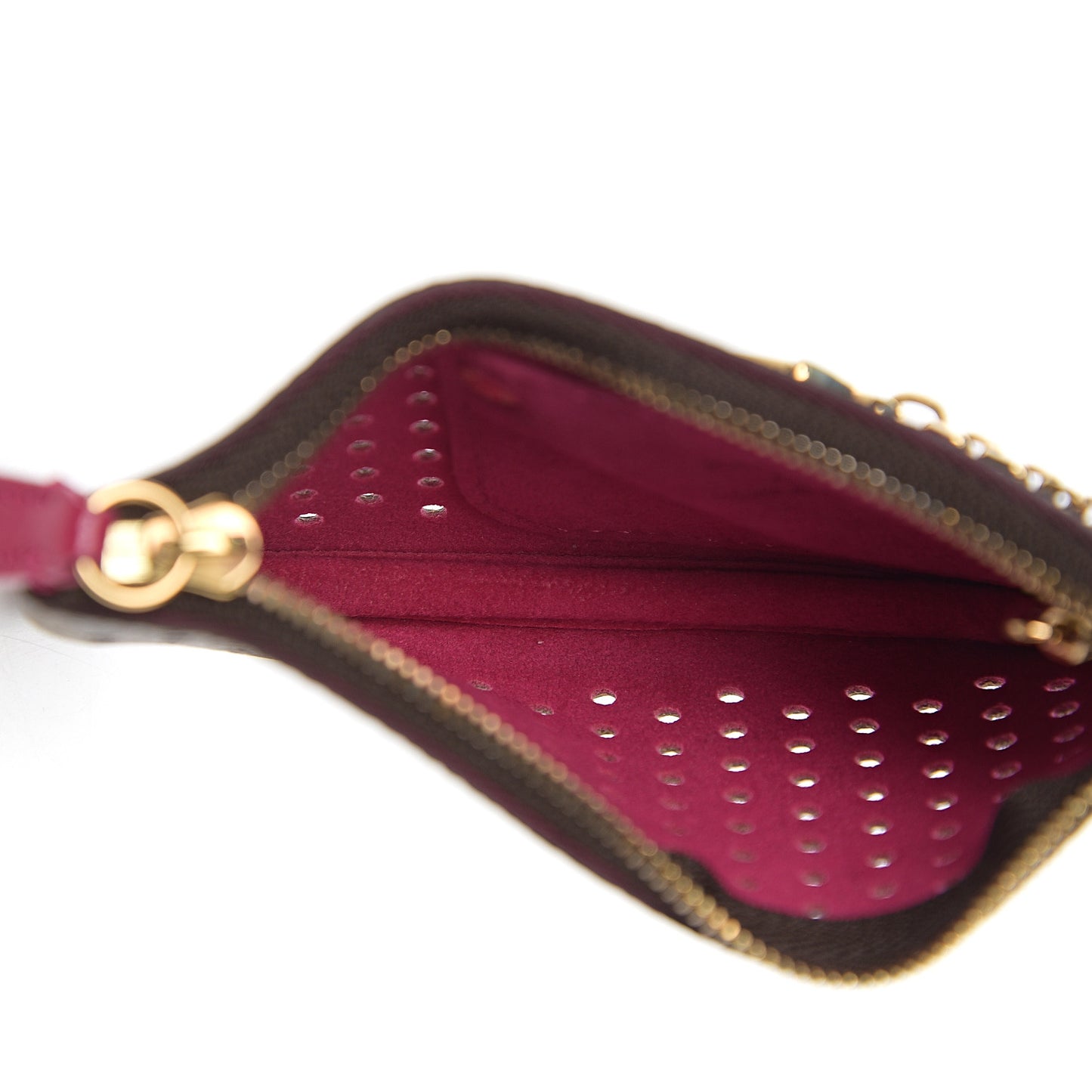 Monogram Perforated Key Pouch Fuchsia