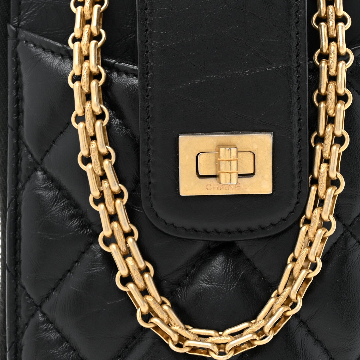 Chanel Aged Calfskin Quilted Reissue Phone Holder With Chain Bag Black 8 of 10