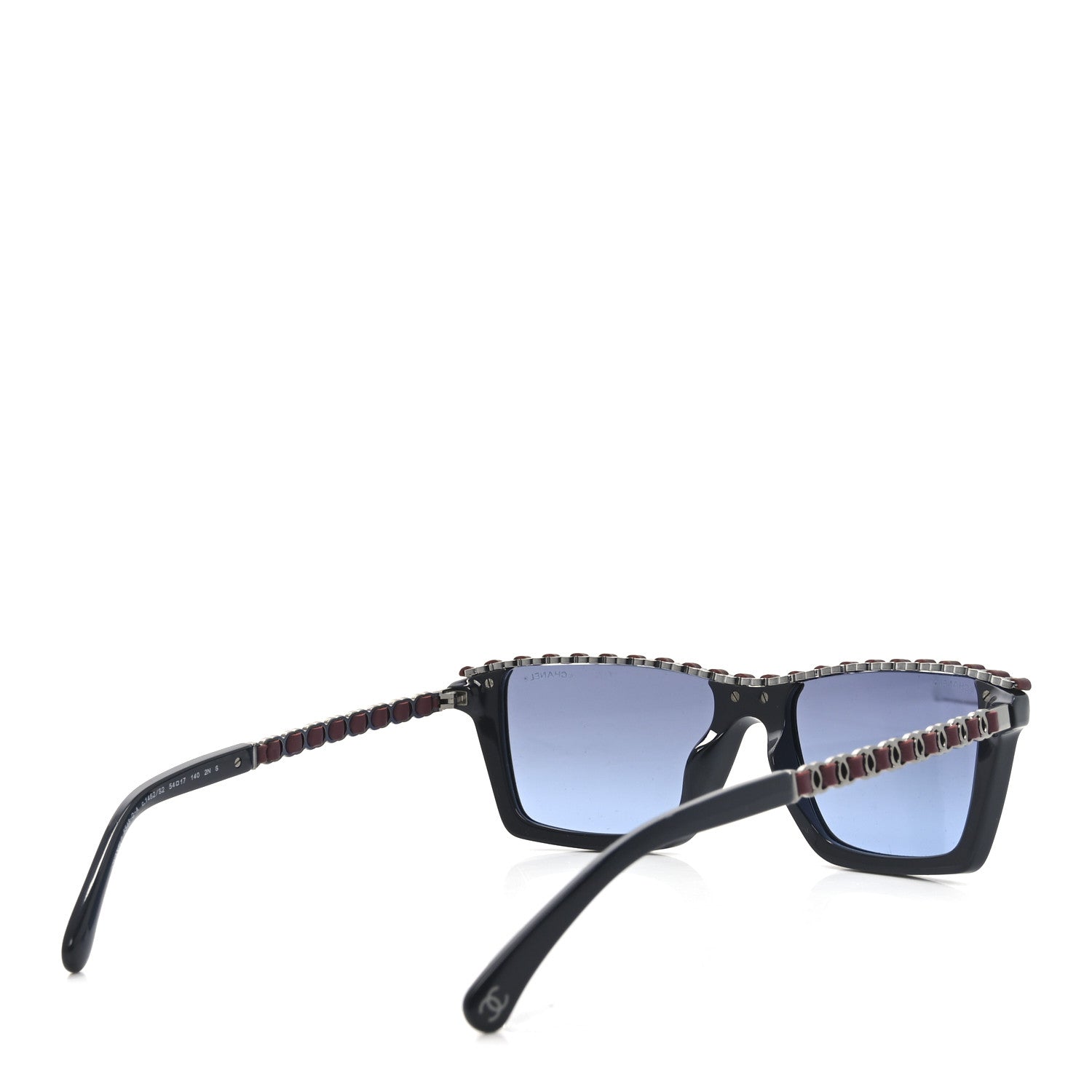 Chanel Acetate Metal Calfskin CC Square Sunglasses 5548-Q-A Black Burgundy 4 of 7