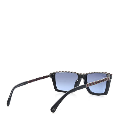 Chanel Acetate Metal Calfskin CC Square Sunglasses 5548-Q-A Black Burgundy 4 of 7