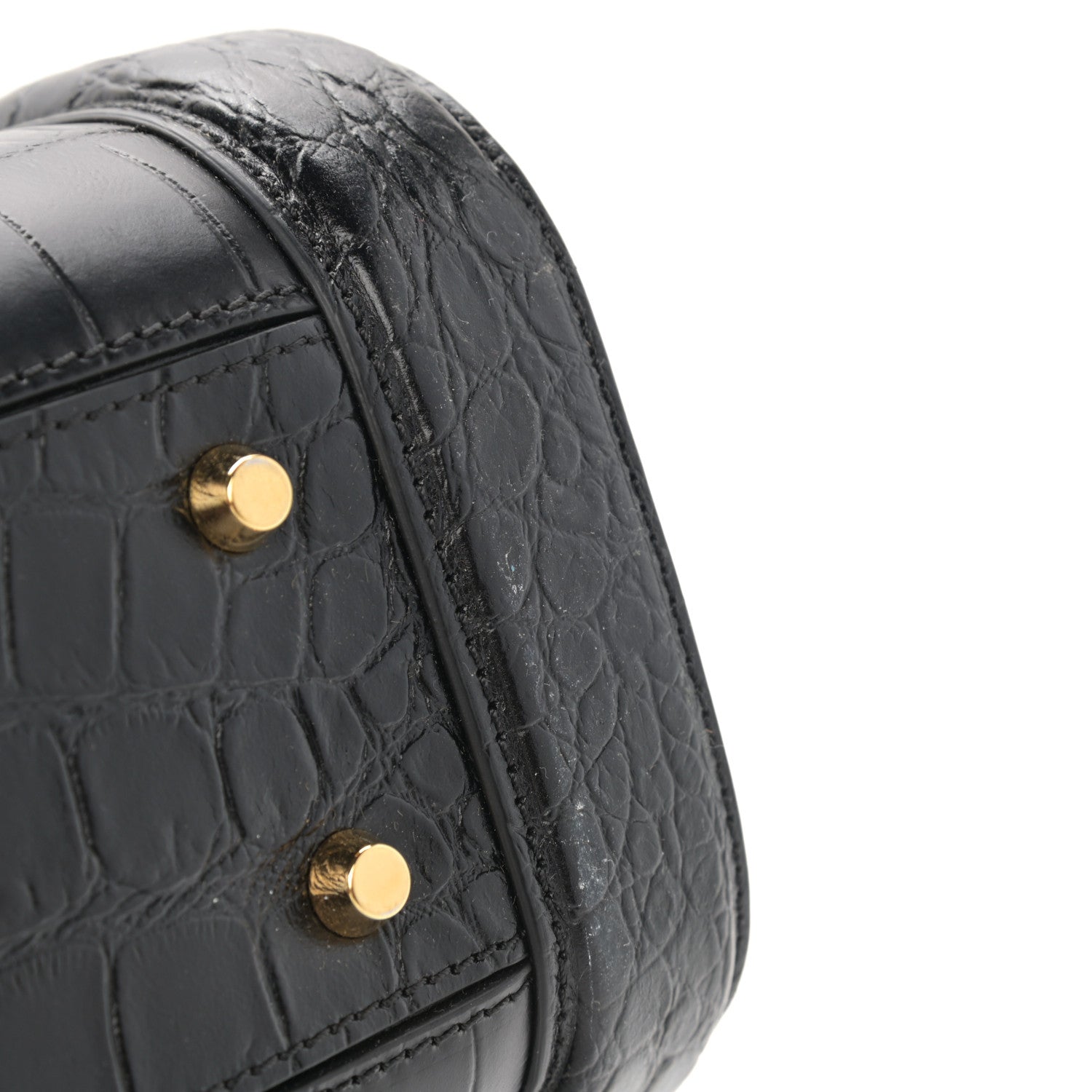 Alexander McQueen Calfskin Crocodile Embossed Small Heroine 30 Black 11 of 12