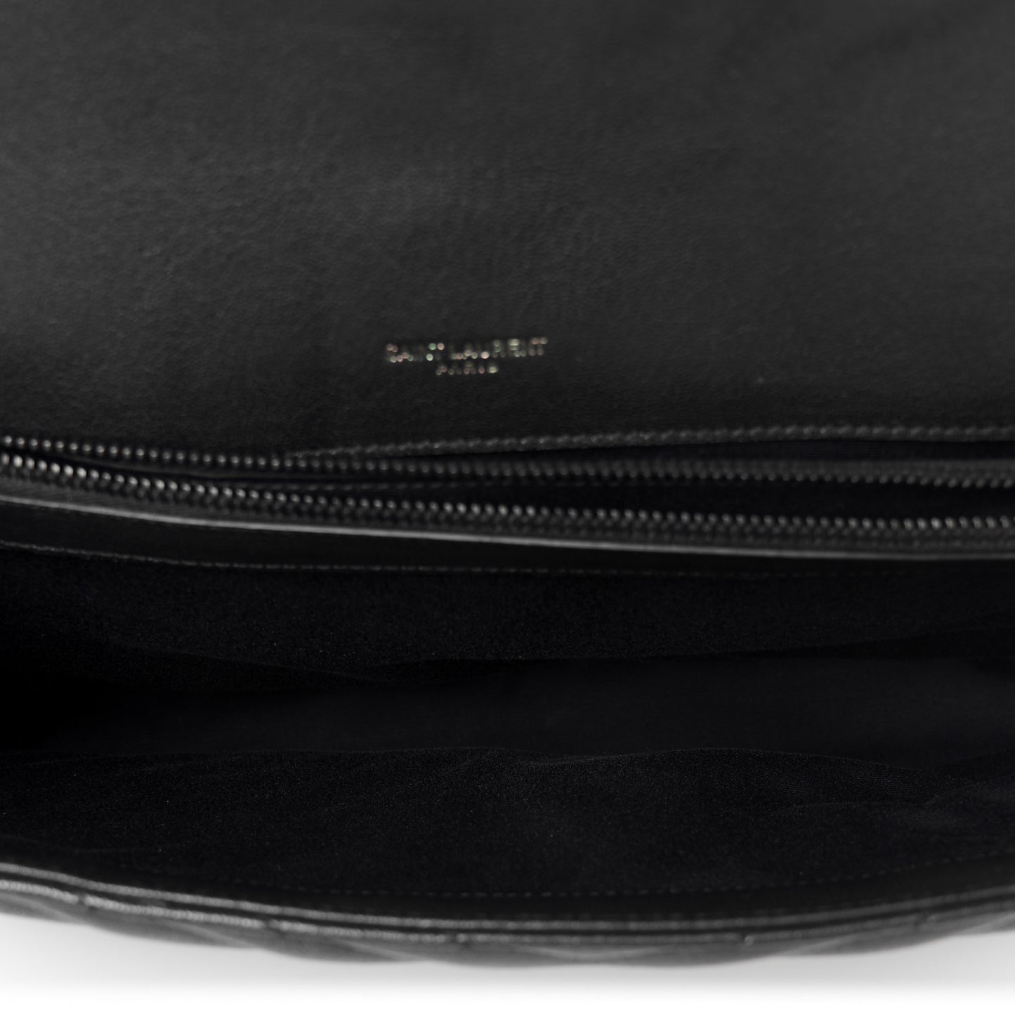 Sheepskin Matelasse Chevron Monogram Monochrome Large College Satchel Black