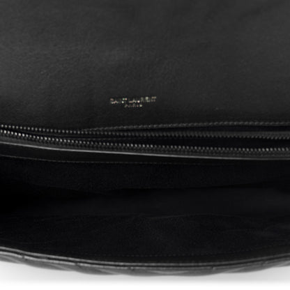 Saint Laurent Sheepskin Matelasse Chevron Monogram Monochrome Large College Satchel Black 5 of 10