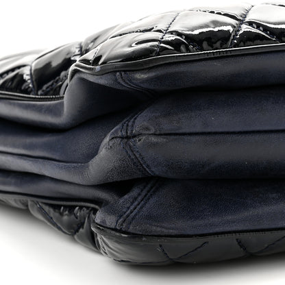 Chanel Patent Quilted Accordion Shopping Tote Navy 8 of 12