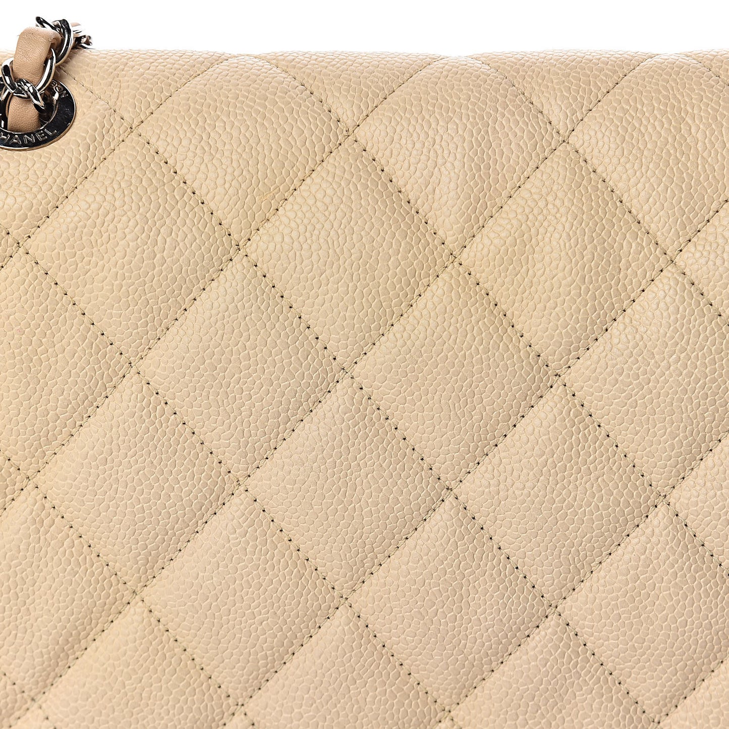 Caviar Quilted Large French Riviera Flap Beige