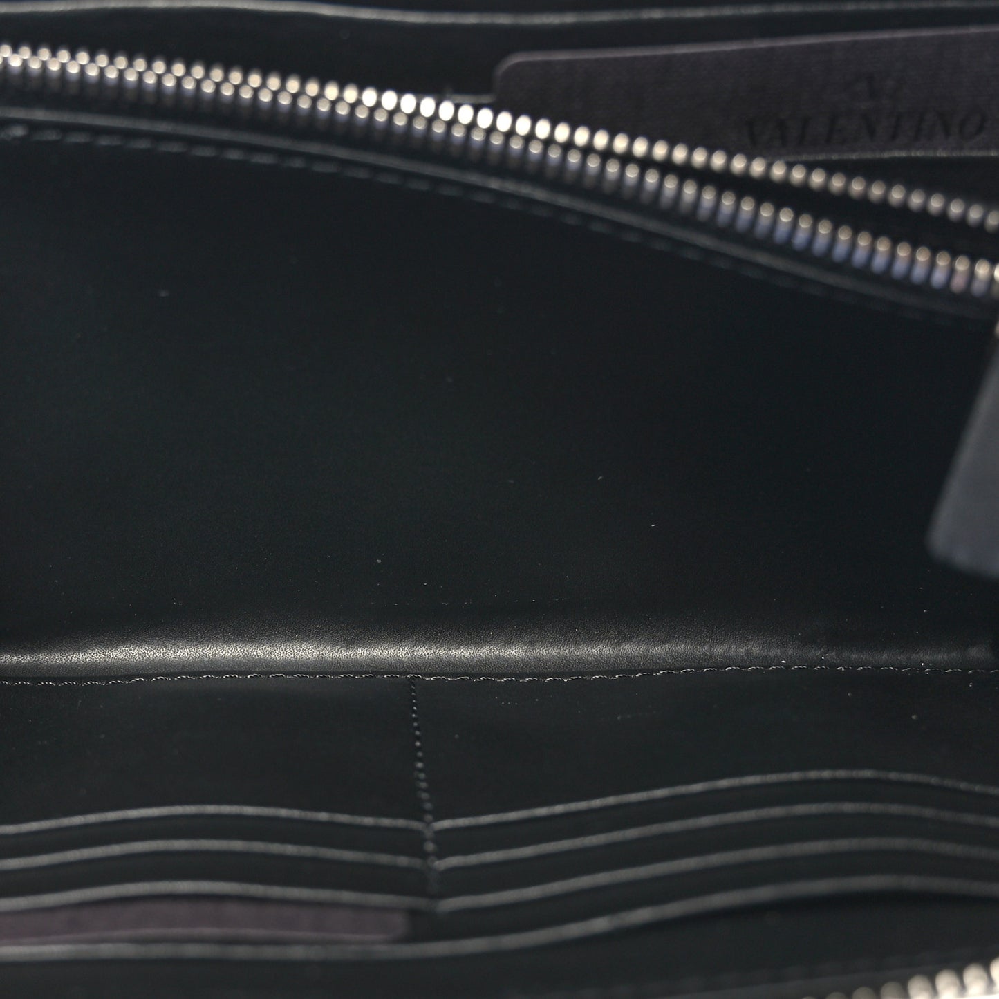 Calfskin VLTN Zip Around Wallet Black