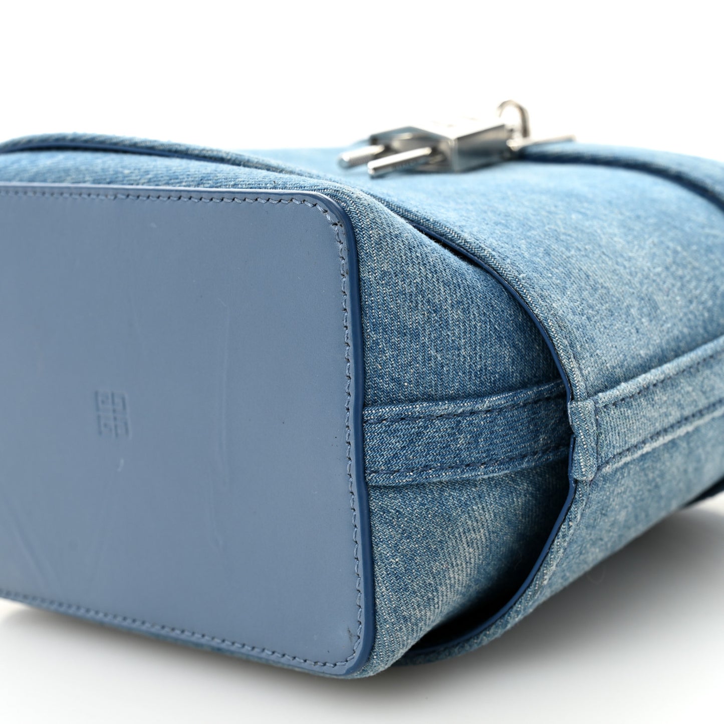 Denim Shark Lock Bucket Bag Medium Blue