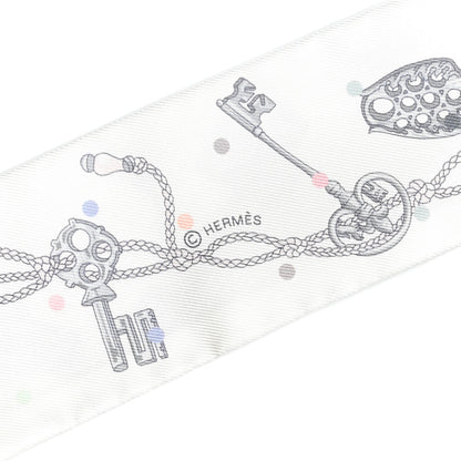 Hermes Silk Les Cles A Pois Twilly White Gris Acier 4 of 4