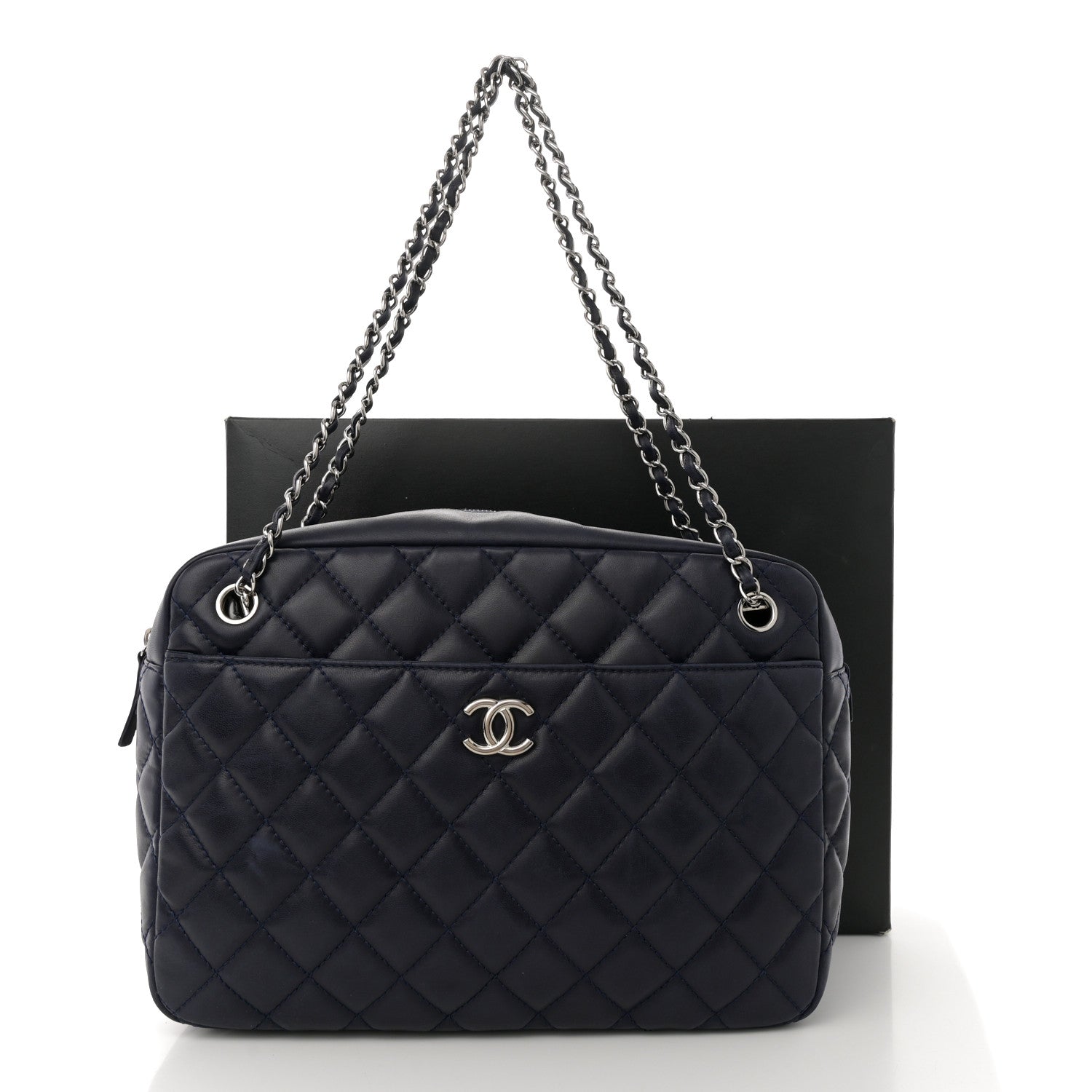 Chanel Lambskin Quilted Large Camera Case Navy Blue Navy Blue 11 of 11