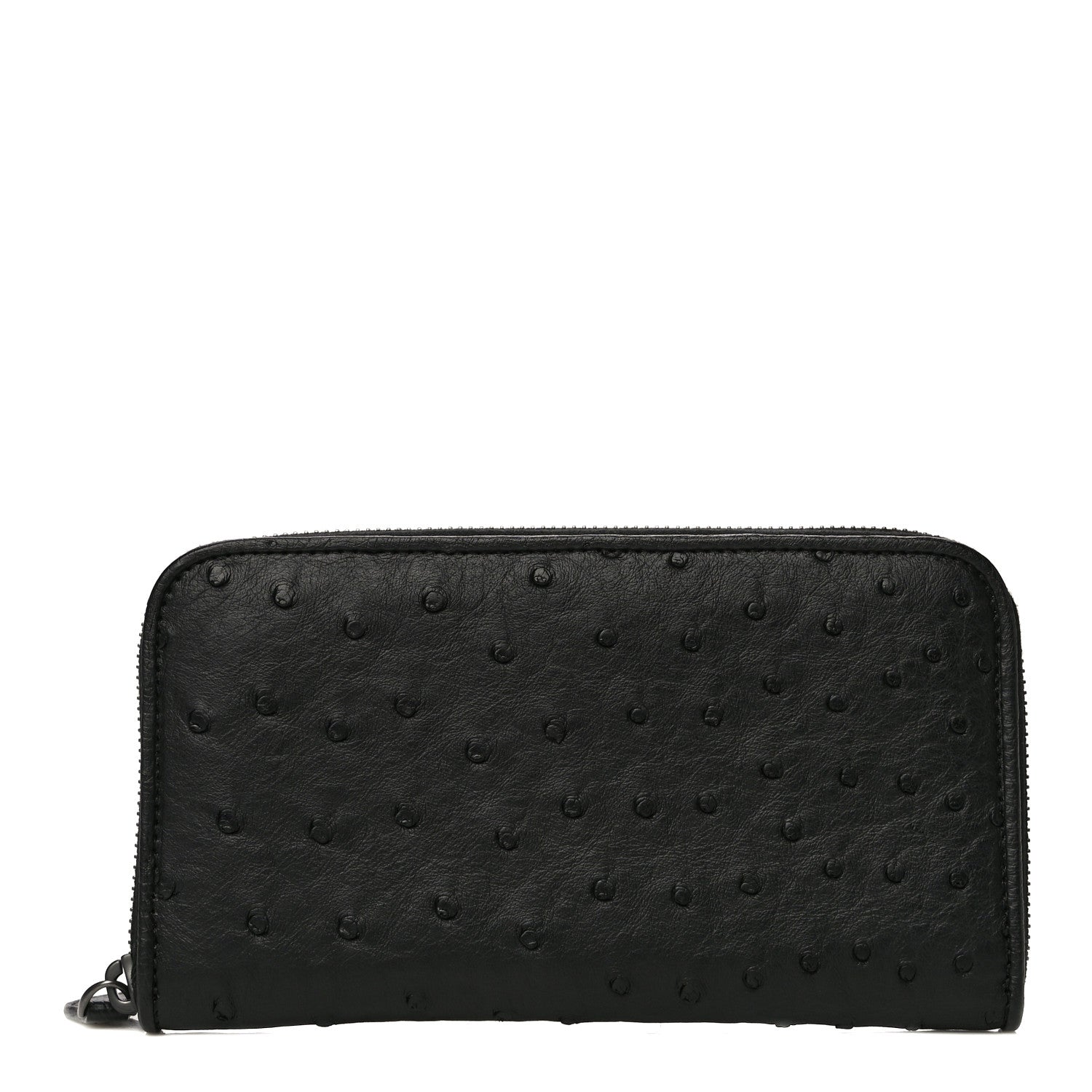 Bottega Veneta Ostrich Zip Around Wallet Black 1 of 11