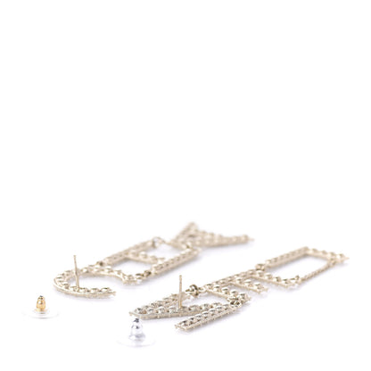 Chanel Crystal Cha-Nel Logo Drop Earrings Gold 3 of 4